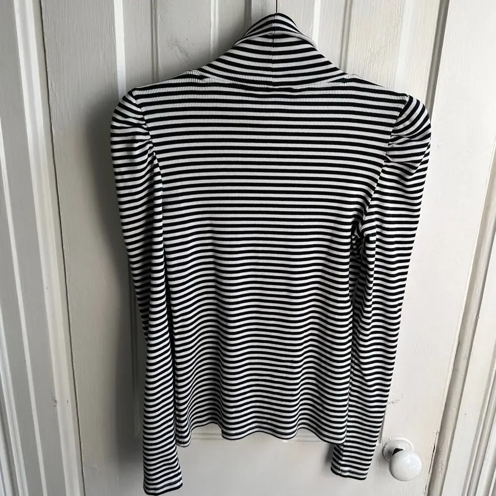 Veronica Beard Cedar Striped Ribbed  Turtleneck Sweater